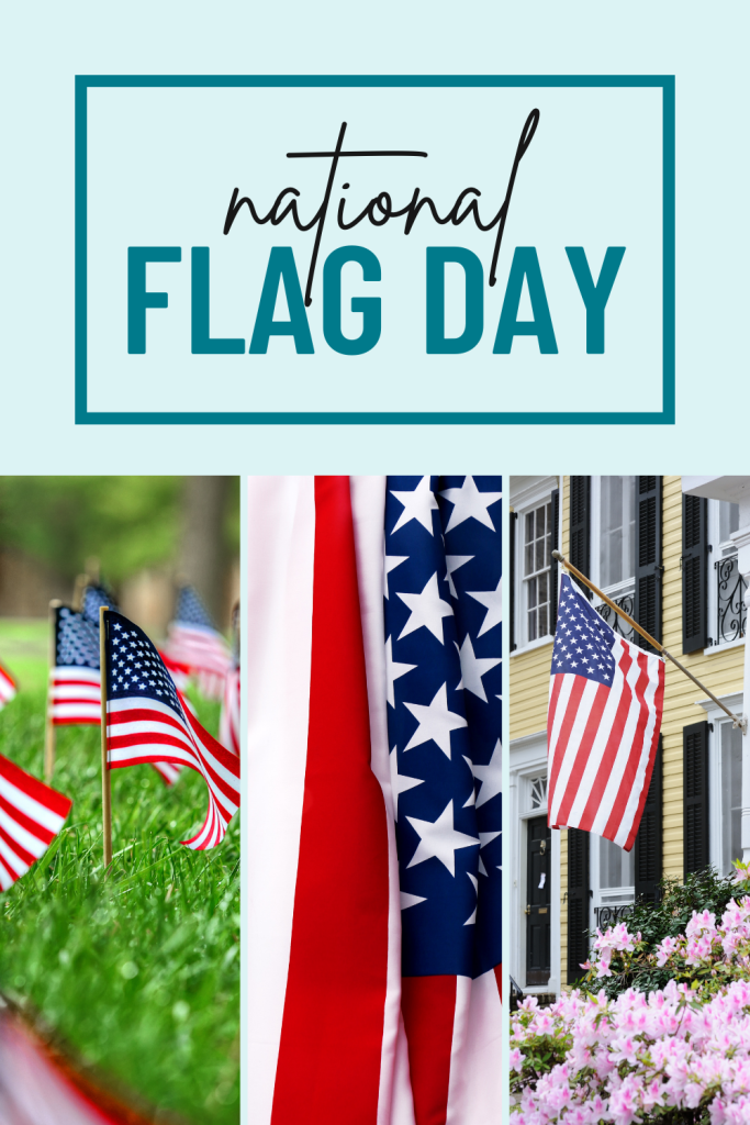 Photo collage of three different images containing the American flag