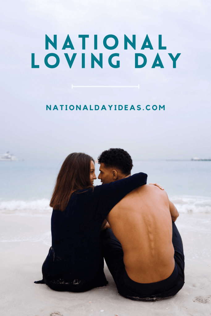 Photo of an interracial couple hugging on the beach for National Loving Day